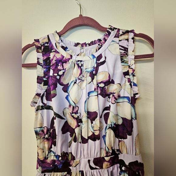 Banana Republic Floral Lilac Sleeveless Dress Size 0 - Picture 4 of 10